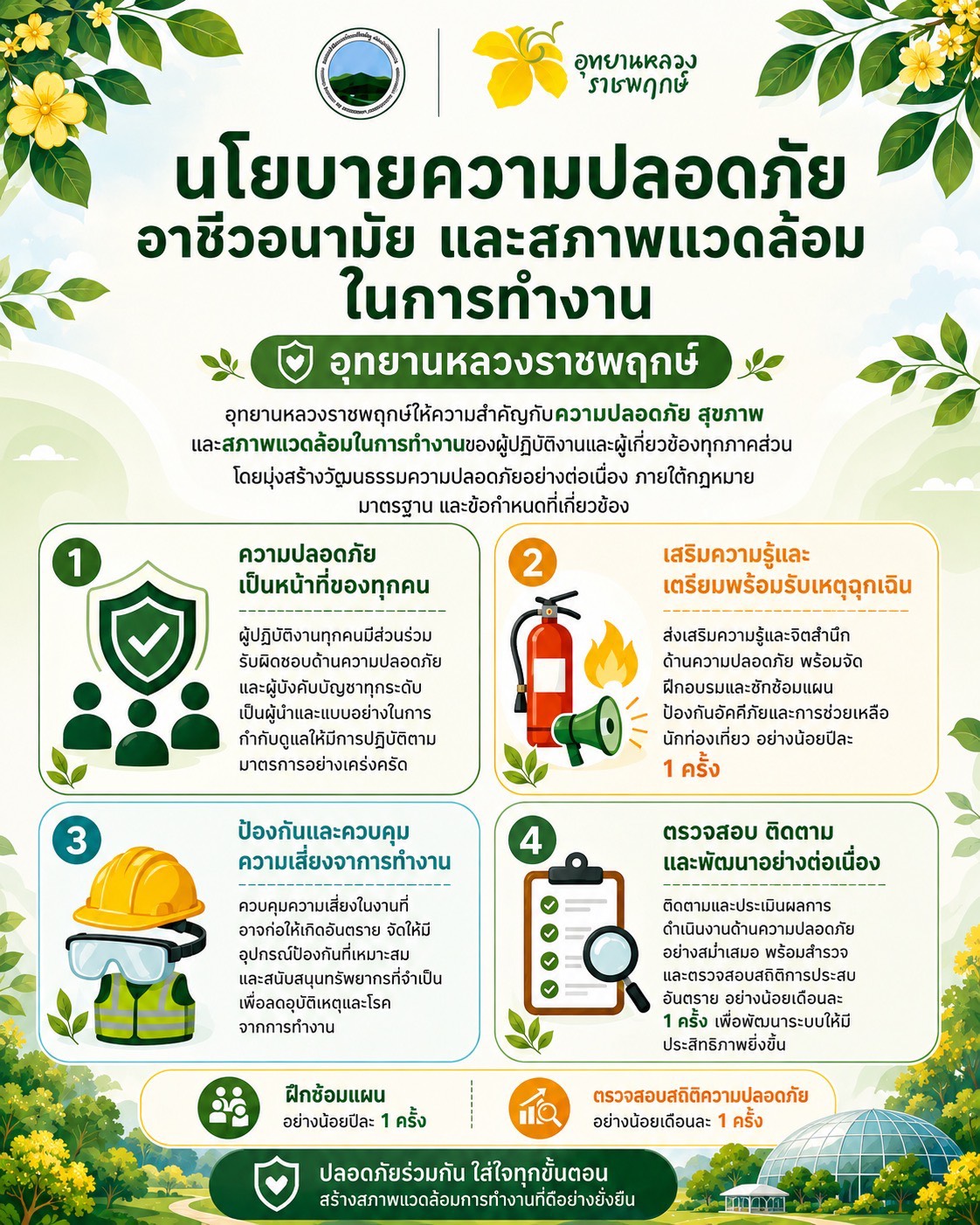 อุทยานหลวงราชพฤกษ์ มุ่งสร้างพื้นที่ทำงานปลอดภัย ใส่ใจสุขภาพ และสิ่งแวดล้อมอย่างยั่งยืน
